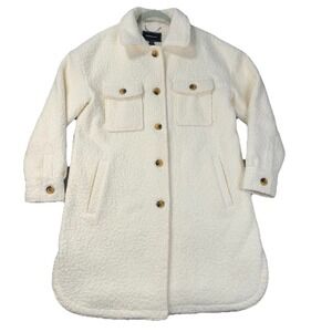 BCBGMAXAZRIA Ivory Sherpa Boucle Coat Shacket Jacket Women's Large NWT $258